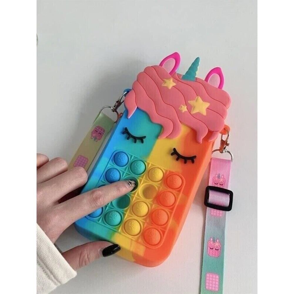 Girls Unicorn Pop It Purse Crossbody Push Bubble Bag For Kids Fidget Toy NEW Bag